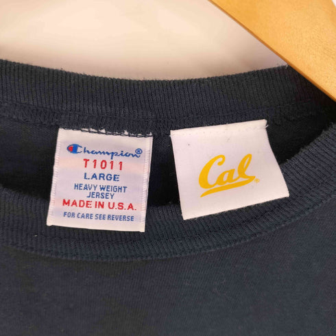 チャンピオン Champion USA製 T1011 Cal ヘビーウェイト カレッジロゴプリントTシャツ メンズ import:L