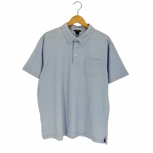 エディーバウアー Eddie Bauer シアサッカー ストライプ ボタンダウン S/S ポロシャツ メンズ import:L
