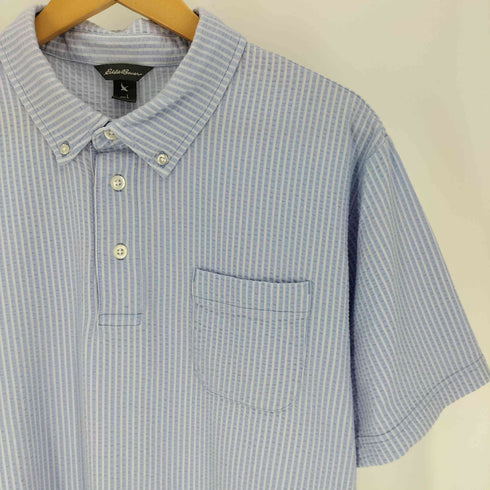 エディーバウアー Eddie Bauer シアサッカー ストライプ ボタンダウン S/S ポロシャツ メンズ import:L