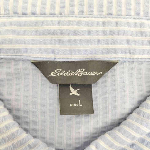 エディーバウアー Eddie Bauer シアサッカー ストライプ ボタンダウン S/S ポロシャツ メンズ import:L