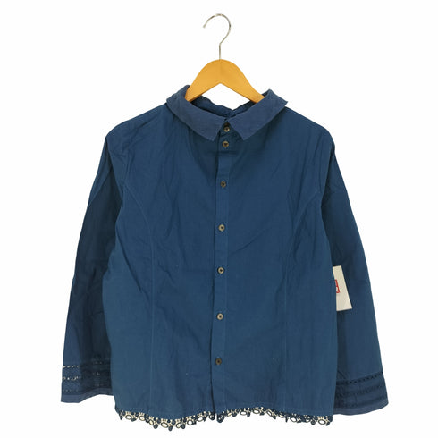 コットンハウスアヤ Cotton House Aya 襟リネン 裾レース コットンシャツブラウス レディース JPN:M