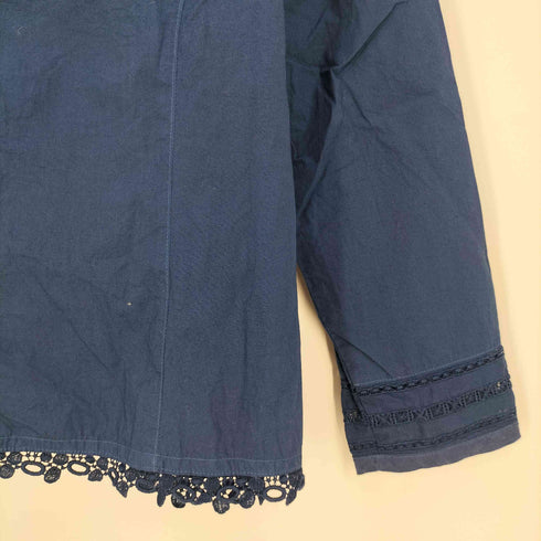 コットンハウスアヤ Cotton House Aya 襟リネン 裾レース コットンシャツブラウス レディース JPN:M