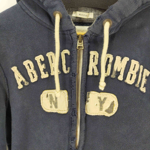 アバクロンビーアンドフィッチ Abercrombie & Fitch MUSCLE ダメージ加工 ジップパーカー メンズ import:M