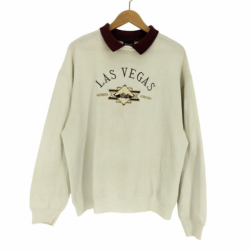 90S USA製 Hanes ボディ REAL AMERICAN 後付け襟 LAS VEGAS 刺繍 レイヤード スウェット メンズ import:XL