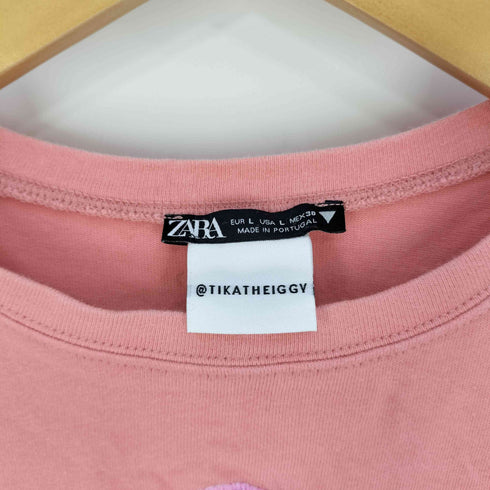 ザラ ZARA ×TIKATHEIGGY チワワプリント クルーネックTシャツ レディース import:L
