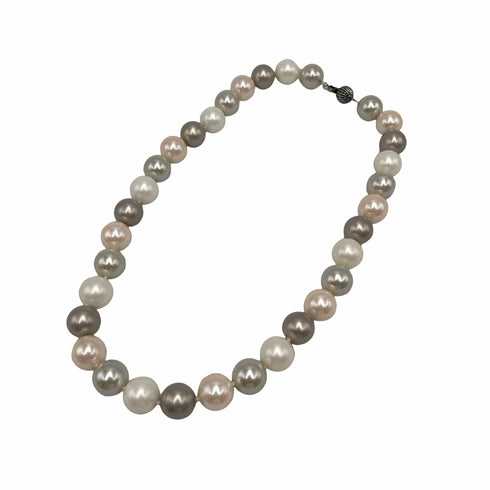 Silver925 ハトメ LUC 刻印 パール ネックレス レディース