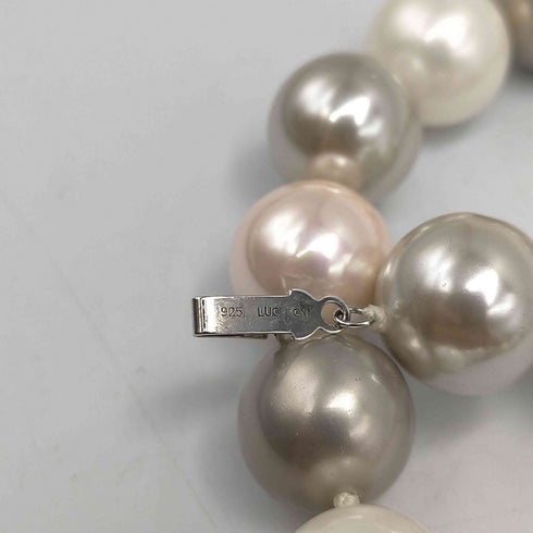 Silver925 ハトメ LUC 刻印 パール ネックレス レディース