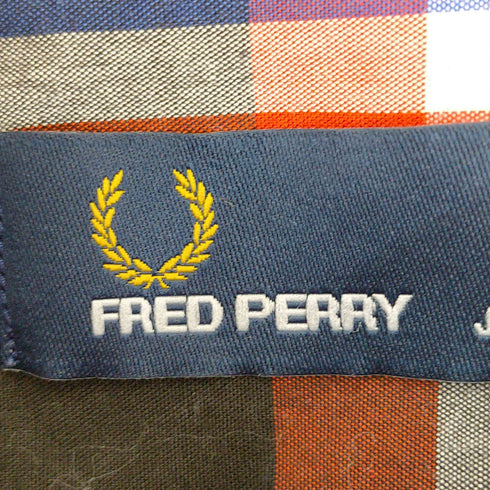フレッドペリー FRED PERRY ロゴ刺繍 ボタンダウン リブ付きチェックシャツ メンズ import:L