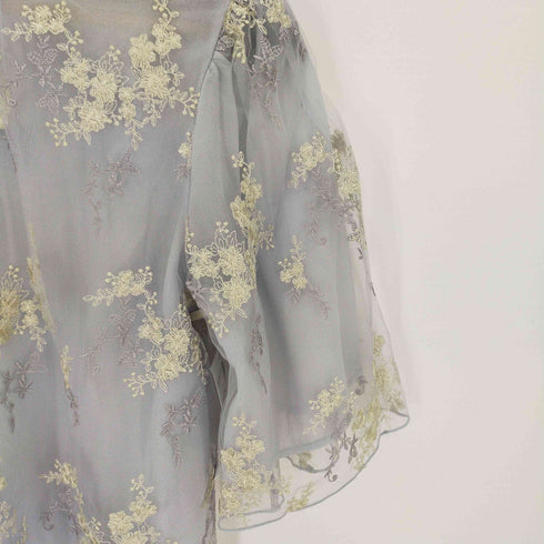 ミスティーウーマン mysty woman チュールブラウス 花 刺繍 レディース FREE
