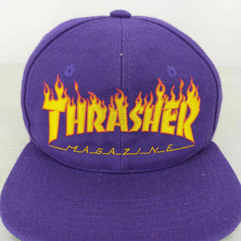 スラッシャー THRASHER 80-90S USA製 Flame Logo 6 Panel Cap 紫 フレイムロゴ 6パネルキャップ オールドスケート メンズ