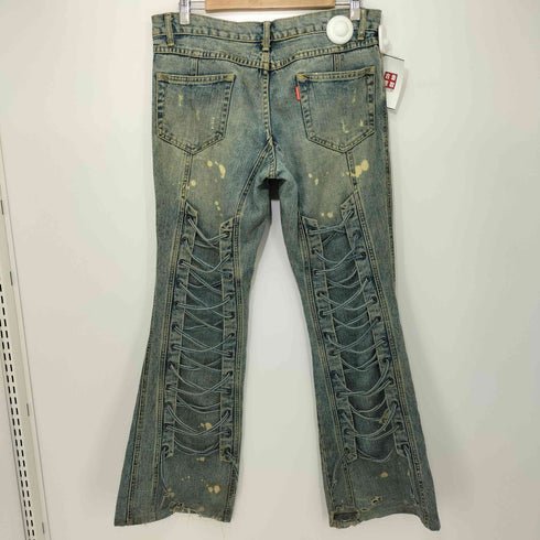 トルネードマート TORNADO MART 00S Rare Japanese ブリーチ加工 バックレースアップ フレアデニムパンツ メンズ L