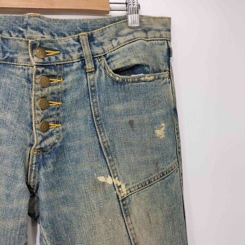 トルネードマート TORNADO MART 00S Rare Japanese ブリーチ加工 バックレースアップ フレアデニムパンツ メンズ L