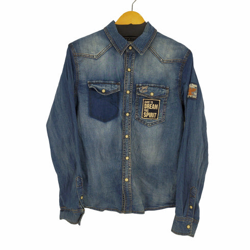 ジープ JEEP 三角タグ L/S デニムシャツ パッチワーク メンズ JPN:L