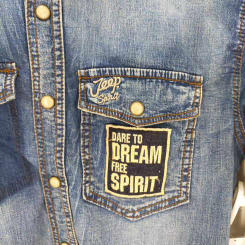 ジープ JEEP 三角タグ L/S デニムシャツ パッチワーク メンズ JPN:L