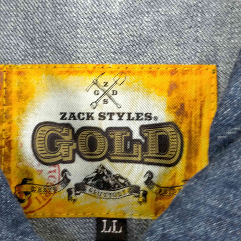 ザックスタイルズ ゴールド ZACK STYLE GOLD インディゴデニムオーバーオール ツナギ メンズ LL