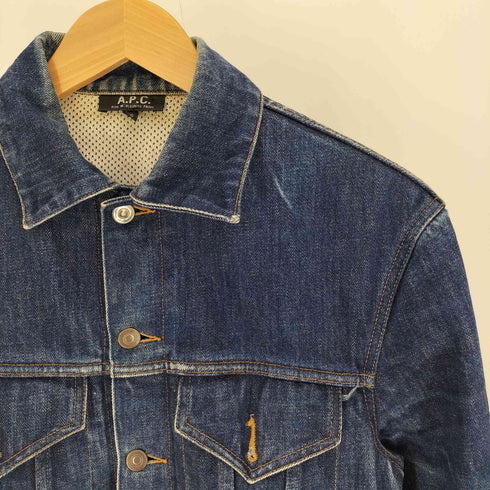 アーペーセー A.P.C. 90S フランス製 裏地メッシュ 3rd 型 セルビッチ デニム トラッカージャケット メンズ import:XS
