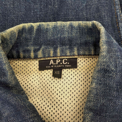 アーペーセー A.P.C. 90S フランス製 裏地メッシュ 3rd 型 セルビッチ デニム トラッカージャケット メンズ import:XS