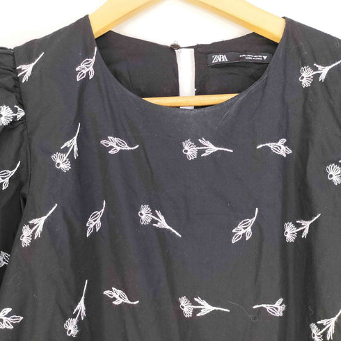 ザラ ZARA EMBROIDERED POPLIN DRESS エンブロイダリー ポプリンワンピース レディース import:L