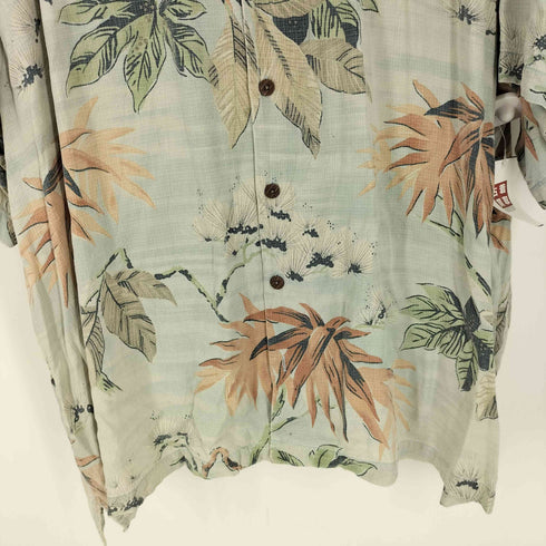 トミーバハマ Tommy Bahama 総柄 ビッグシルエット オープンカラー S/S シルク シャツ メンズ 4XB