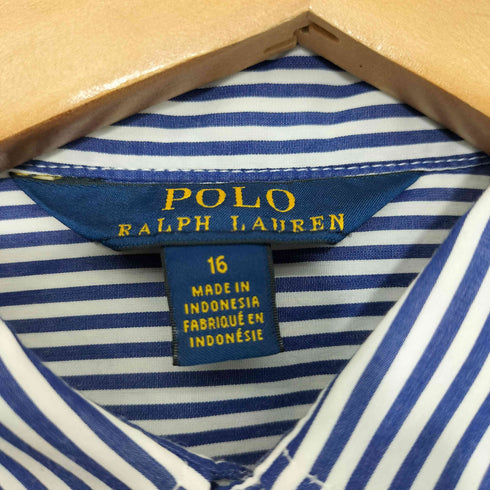 ポロラルフローレン POLO RALPH LAUREN スモールポニー刺繍 ストライプ柄シャツワンピース レディース 16