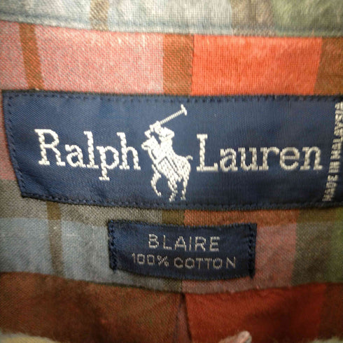 ラルフローレン RALPH LAUREN BLAIRE ポニー刺しゅう マルチカラーチェック ボタンダウンシャツ メンズ JPN:M
