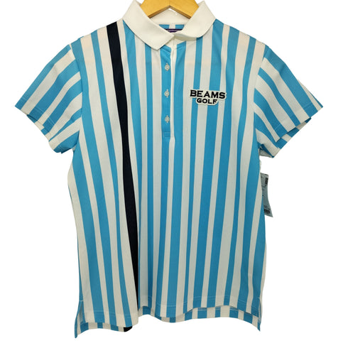 ビームス BEAMS BEAMS GOLF PURPLE LABEL 変則ストライプ ポロシャツ レディース JPN:L