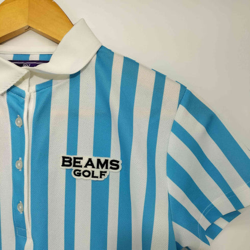 ビームス BEAMS BEAMS GOLF PURPLE LABEL 変則ストライプ ポロシャツ レディース JPN:L