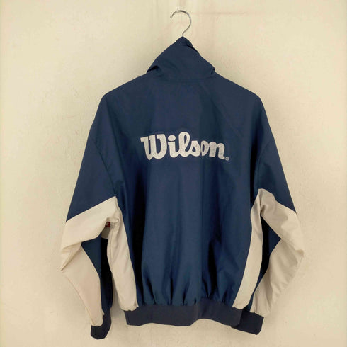 ウィルソン wilson 両面ロゴプリント 裏地メッシュ バイカラーハーフジップジャケット メンズ import:L