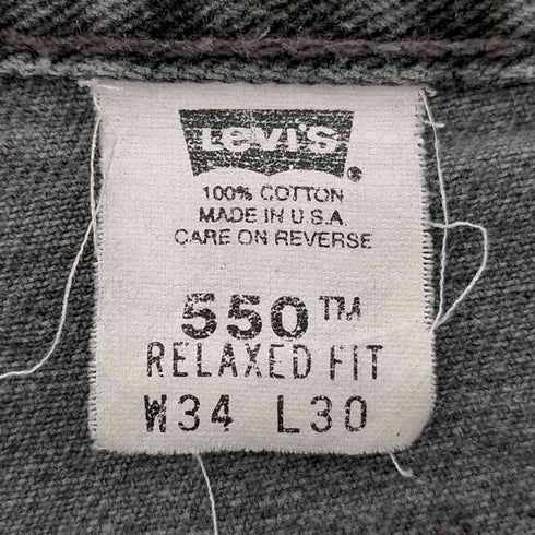 リーバイス Levis 550 relaxed fit usa製 ボタン裏554 先染めブラック メンズ W34
