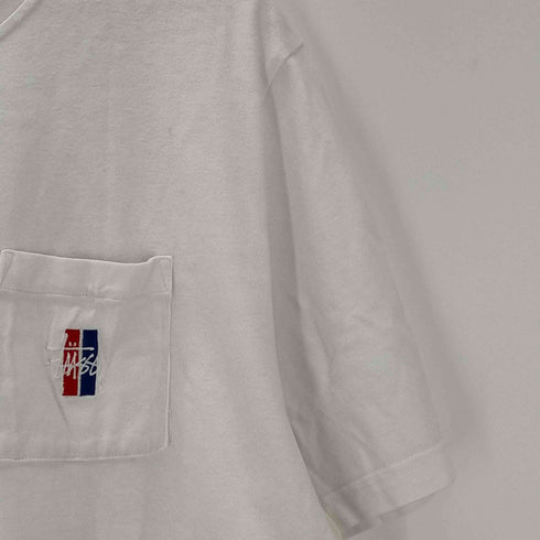 ステューシー Stussy 刺繍 ワンポイント ショーンフォント トリコロール 胸ポケット 半袖Tシャツ メンズ JPN:XL
