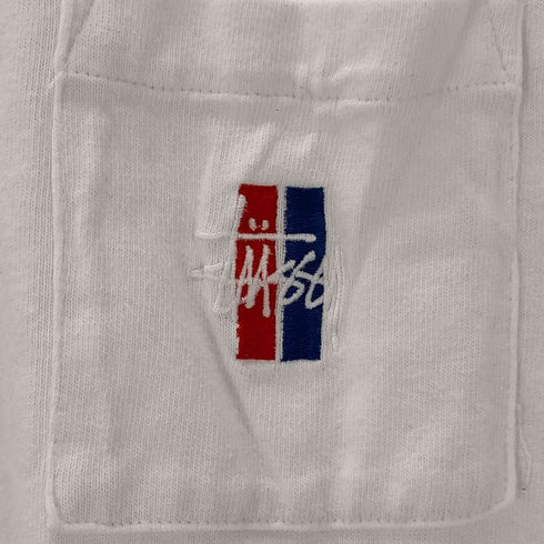ステューシー Stussy 刺繍 ワンポイント ショーンフォント トリコロール 胸ポケット 半袖Tシャツ メンズ JPN:XL