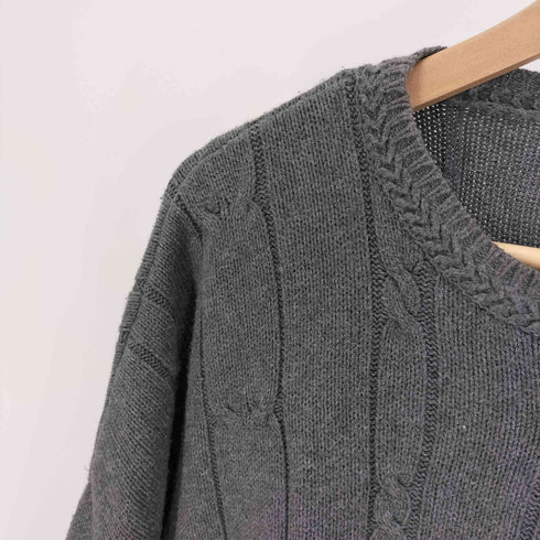 ノーティカ NAUTICA 90S 小文字タグ ロゴ刺繍 コットン ケーブルニット メンズ import:XL