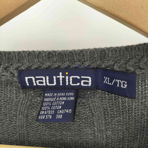 ノーティカ NAUTICA 90S 小文字タグ ロゴ刺繍 コットン ケーブルニット メンズ import:XL