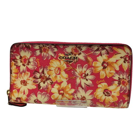 コーチ COACH 花柄 ピンク マルチカラー ラウンドジップ 長財布 レディース