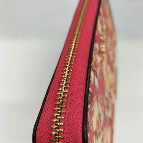 コーチ COACH 花柄 ピンク マルチカラー ラウンドジップ 長財布 レディース
