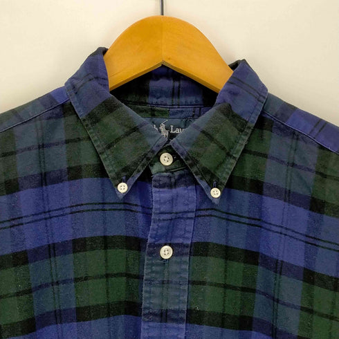 ラルフローレン RALPH LAUREN BLAIRE ポロベア刺繍 チェック柄 ブラックウォッチ ボタンダウン 長袖シャツ メンズ JPN:L