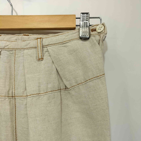 トリココムデギャルソン tricot COMME des GARCONS AD2014 コットンリネン ステッチデザイン 2タック テーパードパンツ レディース JPN:S