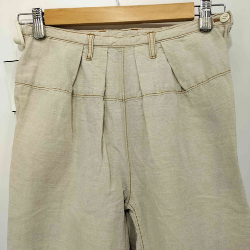 トリココムデギャルソン tricot COMME des GARCONS AD2014 コットンリネン ステッチデザイン 2タック テーパードパンツ レディース JPN:S