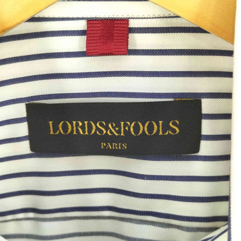 ロードアンドフールズ LORDS & FOOLS 比翼ボタン ボーダーロングスリーブシャツ メンズ M