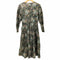 ローラアシュレイ LAURA ASHLEY 花柄 ノーカラー くるみボタン 総柄 ワンピース レディース 11AR