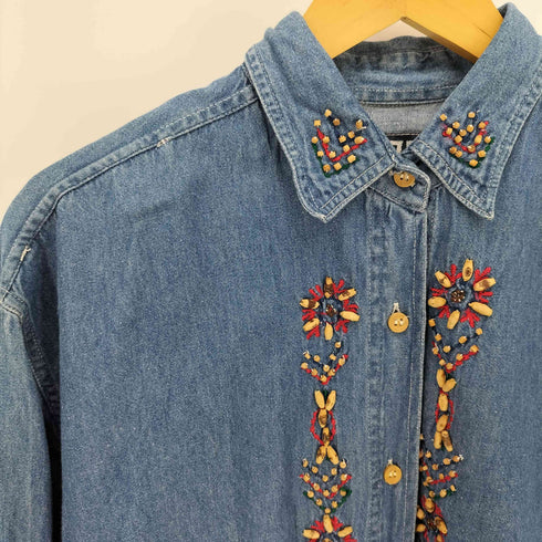 QUIZZ 刺繍 デニム L/S シャツ レディース import:M