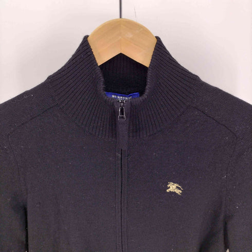 バーバリーブルーレーベル BURBERRY BLUE LABEL ワンポイント刺繍 フルジップ ニット レディース JPN:38