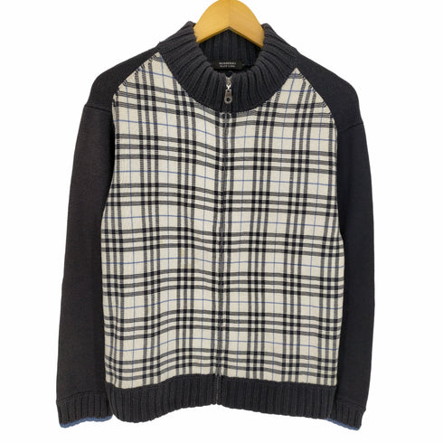 バーバリーブラックレーベル BURBERRY BLACK LABEL コットンアクリル ドライバーズニット ジップニット メンズ JPN:2