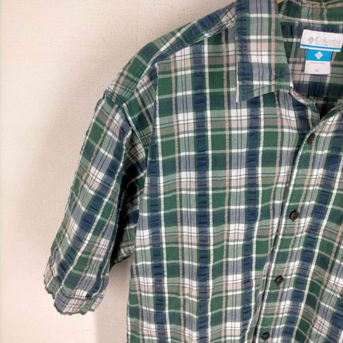 コロンビア Columbia チェック柄 シアサッカー 半袖シャツ メンズ JPN:XL