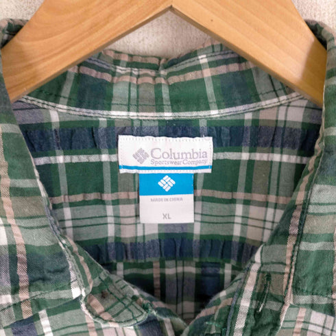 コロンビア Columbia チェック柄 シアサッカー 半袖シャツ メンズ JPN:XL