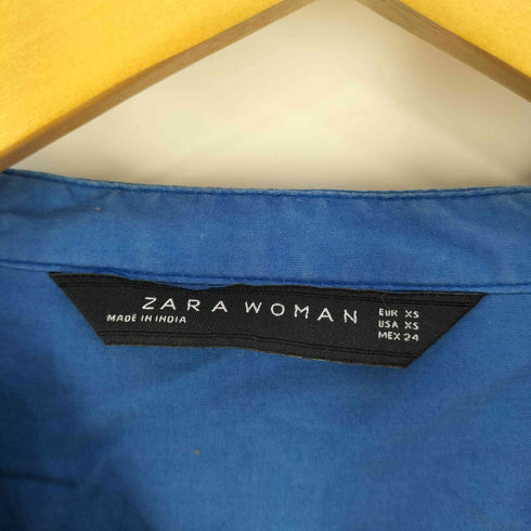 ザラ ZARA ピンタック 花刺繍 スキッパーシャツブラウス レディース import:XS