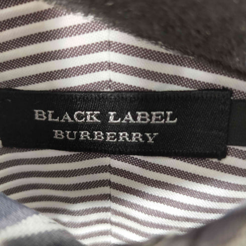 バーバリーブラックレーベル BURBERRY BLACK LABEL ホースロゴ刺繍 ポケットL/Sストライプシャツ メンズ 2