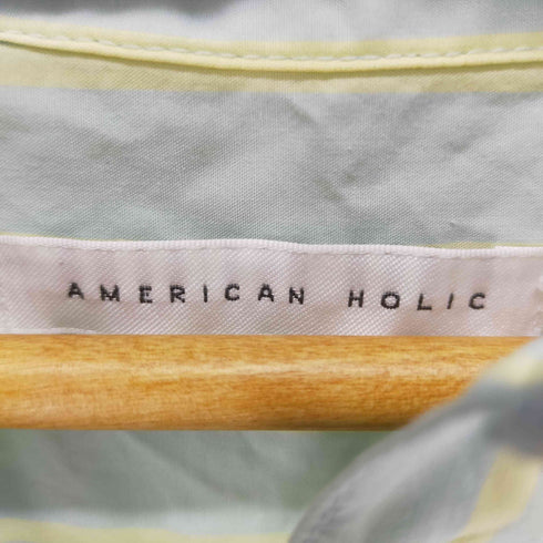 アメリカンホリック AMERICAN HOLIC バックボタンスキッパーシャツワンピース ストライプ レディース JPN:M