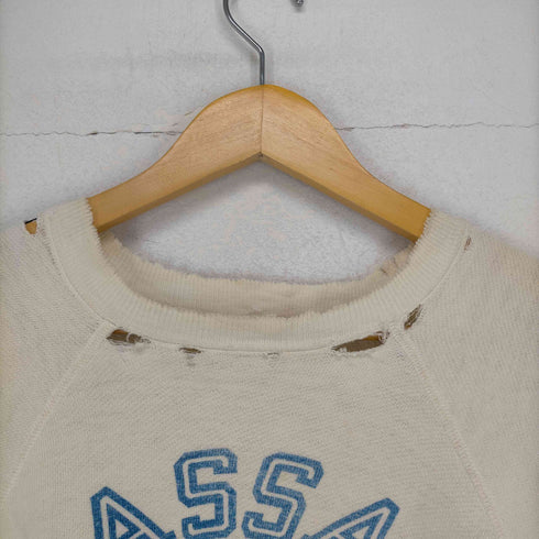 60s~ nassau college 染み込み3段プリントラグランスウェット メンズ