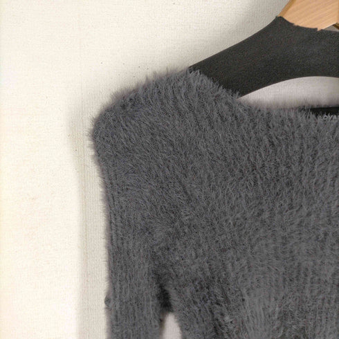 lovan 袖ボタン シャギー クロップド ニット レディース